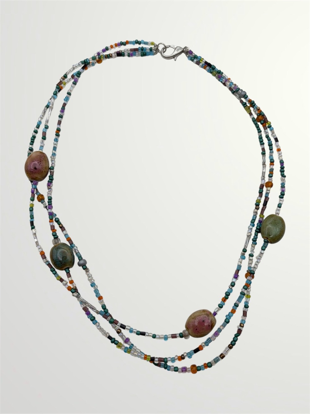 Triple Strand Beaded Necklace